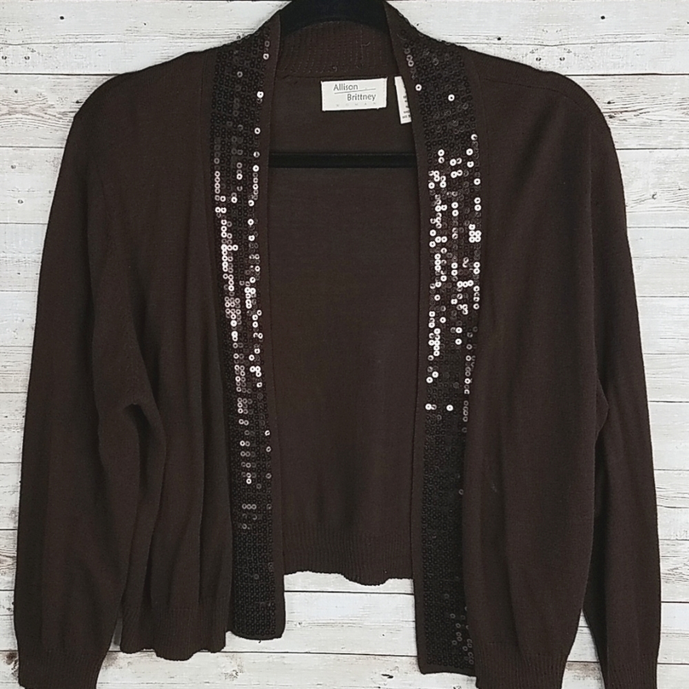 Allison Brittney Brown Sequin Shrug